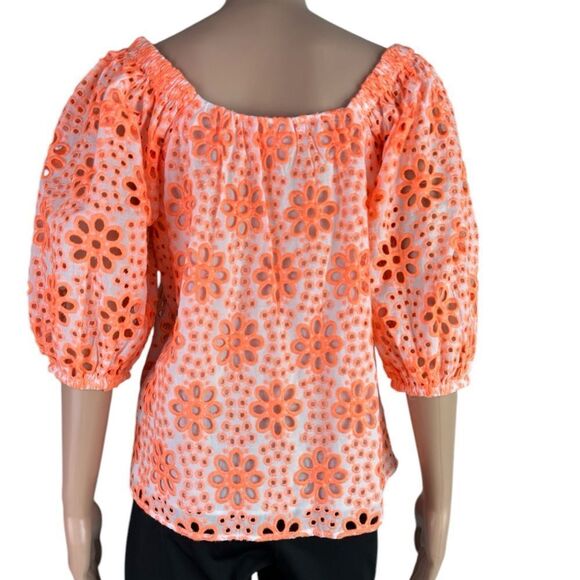 Lilly Pulitzer Orange Floral Eyelet Lace Top - Picture 3 of 8